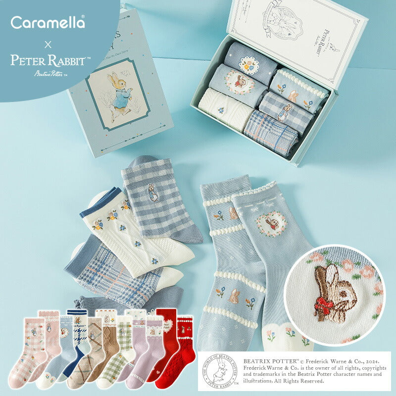 ピーターラビット™靴下 6足 ギフトセット 秋冬 CARAMELLA カラメラ ソックス peterrabbit™ 女性用 プレゼント ギフト 大人 レディース 誕生日 クリスマス おしゃれ ピーターラビット™グッズ オススメ かわいい