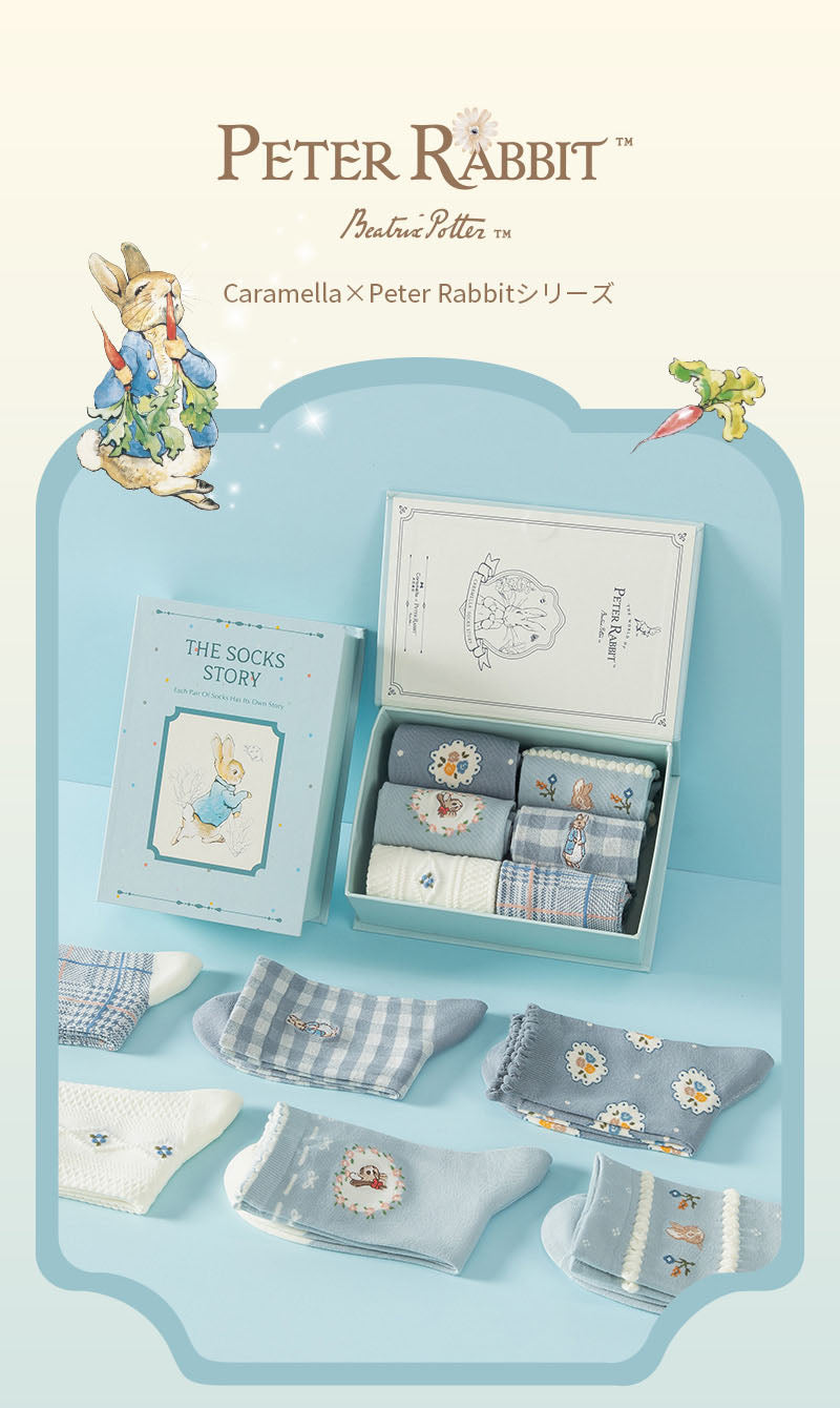 ピーターラビット™靴下 6足 ギフトセット 秋冬 CARAMELLA カラメラ ソックス peterrabbit™ 女性用 プレゼント ギフト 大人 レディース 誕生日 クリスマス おしゃれ ピーターラビット™グッズ オススメ かわいい