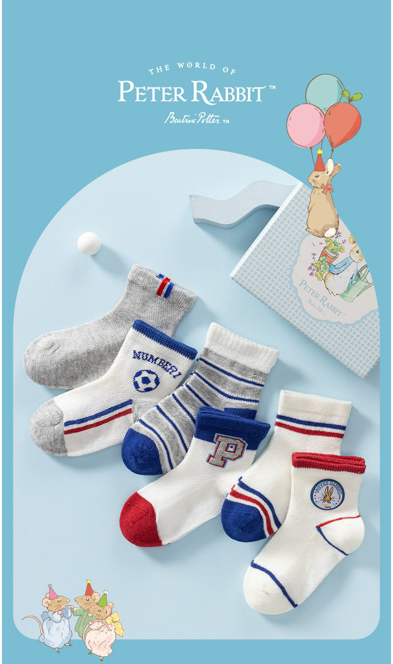ピーターラビット™靴下 キッズ6足 ギフトセット【S/M/L】子供 小学生 男の子 サッカー 子ども 子供用 メッシュ コットン CARAMELLA カラメラ ソックス プレゼント ギフト peterrabbit™ ピーターラビット™グッズ オススメ かわいい