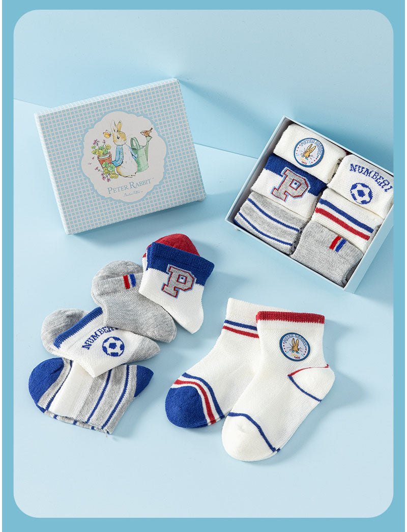 ピーターラビット™靴下 キッズ6足 ギフトセット【S/M/L】子供 小学生 男の子 サッカー 子ども 子供用 メッシュ コットン CARAMELLA カラメラ ソックス プレゼント ギフト peterrabbit™ ピーターラビット™グッズ オススメ かわいい