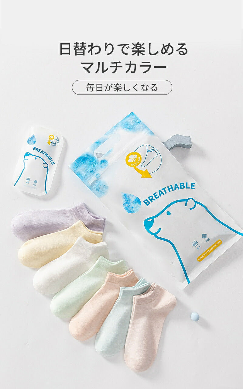 【12月上旬入荷】靴下 メッシュ 靴下 レディース 女性 ソックス 蒸れない カジュアル 可愛い オシャレ 滑り止め 消臭 靴下 くつ下 Caramella 10足組 22-24cm 22-26cm 62.3%綿【Z510910x】