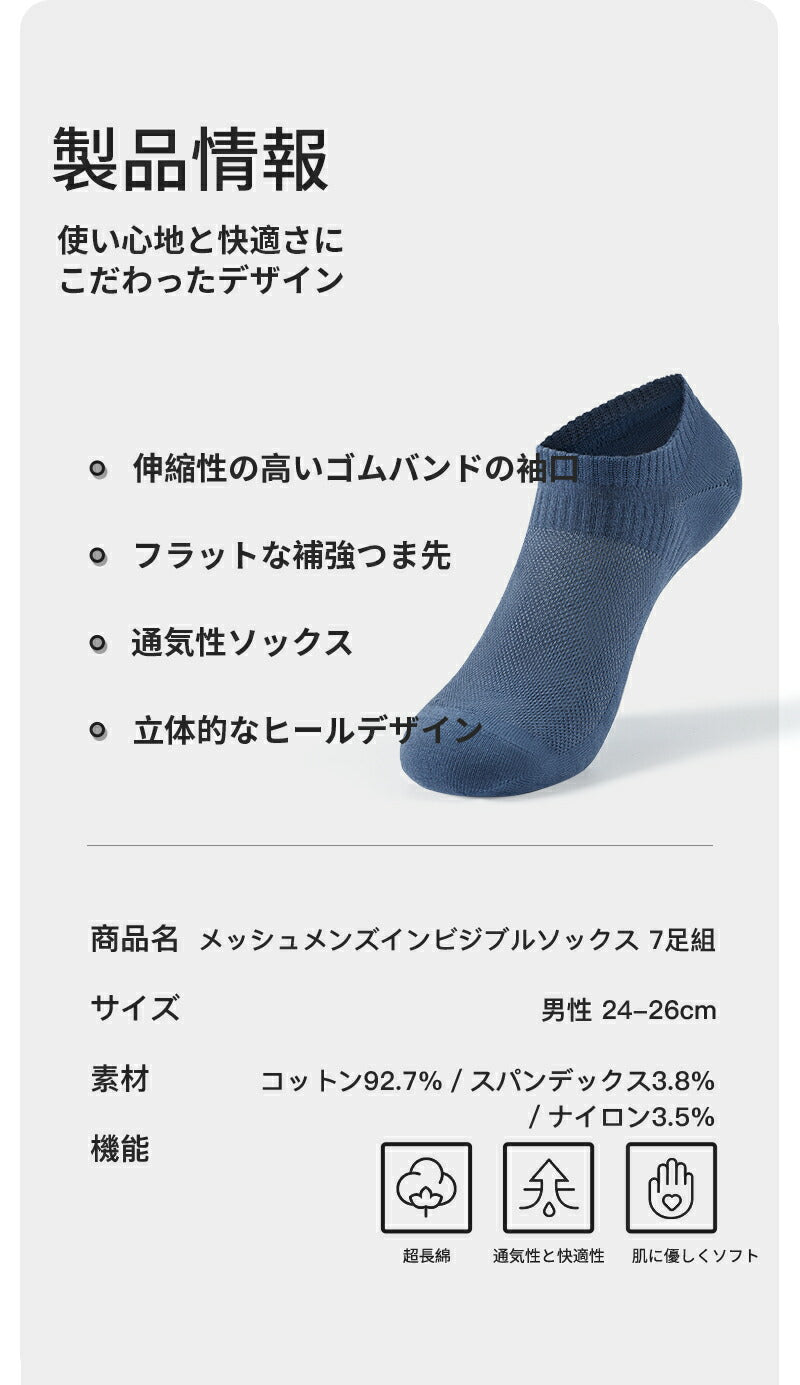 【12月上旬入荷】靴下 インビジブルソックス レディース 女性 メンズ 男性 ソックス 蒸れない カジュアル 可愛い オシャレ 滑り止め 消臭 靴下 くつ下 Caramella 7足組 24-26cm アイスシルク 92.7%綿【530387】