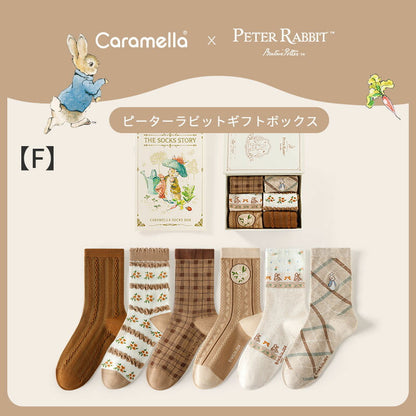 【レビュー特典】ピーターラビット靴下 6足 ギフトセット 秋冬 CARAMELLA カラメラ ソックス peterrabbit 女性用 プレゼント ギフト 大人 レディース 誕生日 クリスマス おしゃれ　ピーターラビットグッズ オススメ かわいい