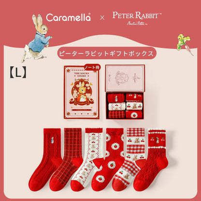 【レビュー特典】ピーターラビット靴下 6足 ギフトセット 秋冬 CARAMELLA カラメラ ソックス peterrabbit 女性用 プレゼント ギフト 大人 レディース 誕生日 クリスマス おしゃれ　ピーターラビットグッズ オススメ かわいい