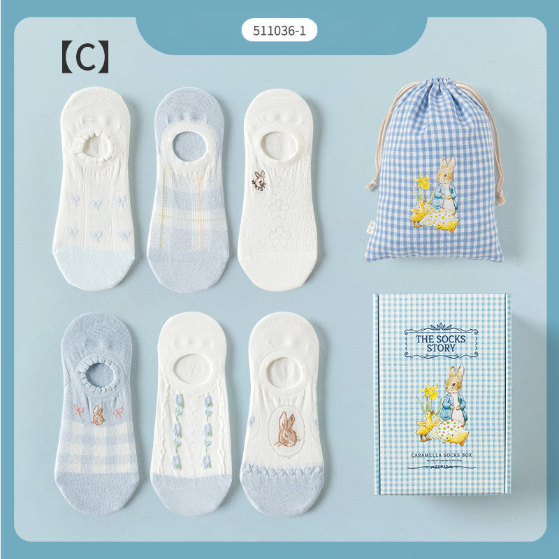 ピーターラビット™靴下 6足 ギフトセット 浅い口 コットン くるぶし peterrabbit™ 女性用 プレゼント 大人 レディース 誕生日 クリスマス おしゃれ ピーターラビットグッズ オススメ かわいい 靴下 くつ下